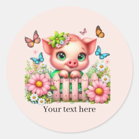 Cute pig lovers customizable  ronde sticker (Voorkant)