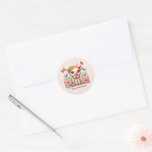 Cute pig lovers customizable  ronde sticker (Envelop)