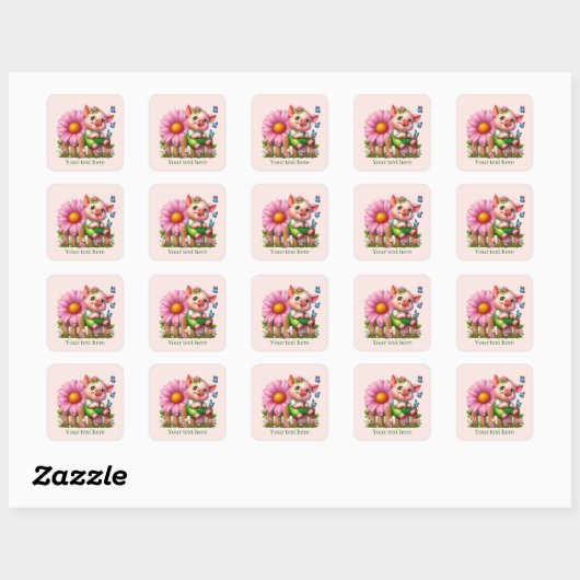 Cute pig lovers customizable  vierkante sticker (Vel)