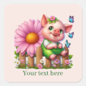 Cute pig lovers customizable  vierkante sticker (Voorkant)