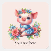 Cute pig lovers customizable vierkante sticker (Voorkant)