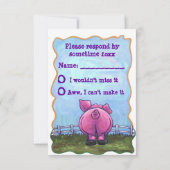 Cute Pig Party Center RSVP Kaartje (Achterkant)