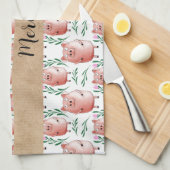 Cute Pig Pattern Tea Towel – Farm Animal Kitchen  Theedoek (Quarter Fold)