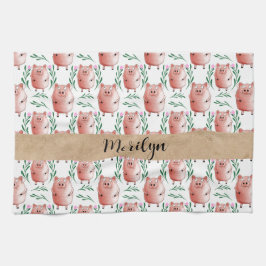 Cute Pig Pattern Tea Towel – Farm Animal Kitchen  Theedoek