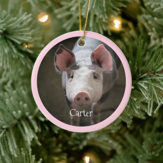Cute Pig Personalized Keramisch Ornament (Boom)