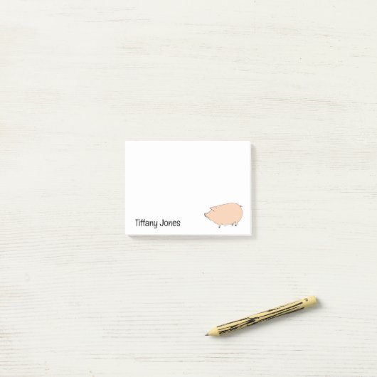 Cute Pig Personalized Post-it® Notes (Op bureau)