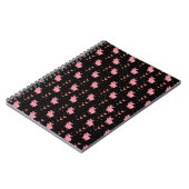 Cute Pig Piggy met Roze Hart Patroon Zwarte Stijl Notitieboek (Linkerzijde)