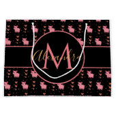 Cute Pig Pink Heart Funny Animal Monogram & Name Groot Cadeauzakje (Voorkant)
