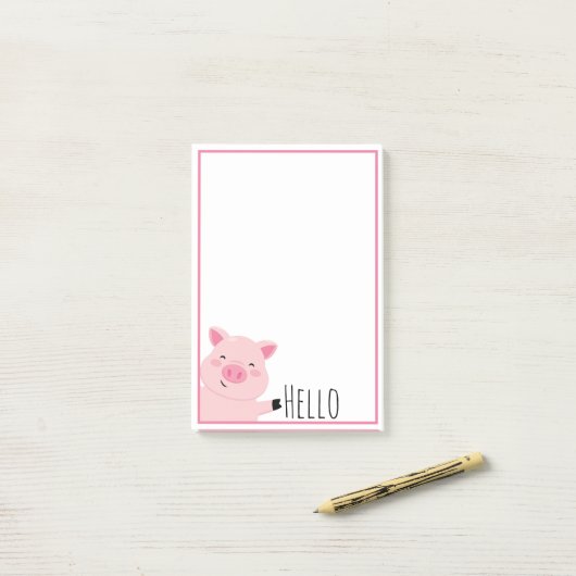 Cute Pig Post-it® Notes (Op bureau)