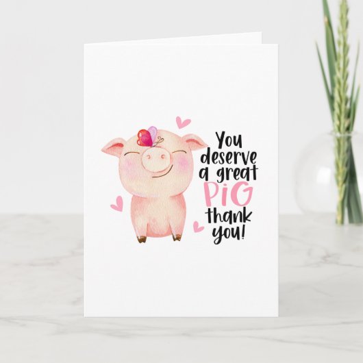 Cute Pig Pun Funny Bedankt voor je waardering Kaart (Voorkant)