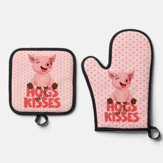 Cute Pig Pun Ovenwant & Pannenlap Set (Voorkant)
