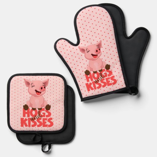 Cute Pig Pun Ovenwant & Pannenlap Set (Voorkant / Achterkant)