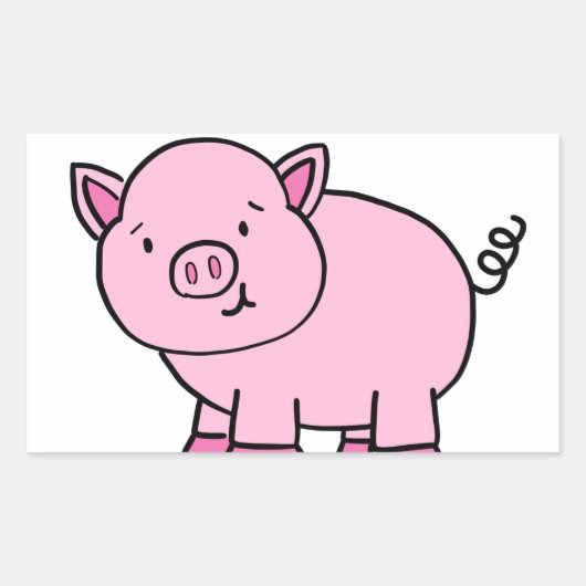 CUTE PIG RECHTHOEKIGE STICKER (Voorkant)