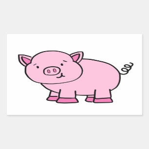 CUTE PIG RECHTHOEKIGE STICKER