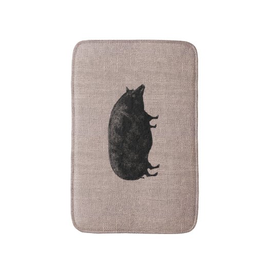 Cute  Pig Rustic Faux Burlap Badmat (Voorkant Verticaal)