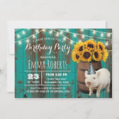 Cute Pig Rustic Sunflower Boerderij Animal Birthda Kaart (Voorkant)