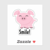 Cute Pig Smile Custom-Cut Vinyl Sticker (Vel)