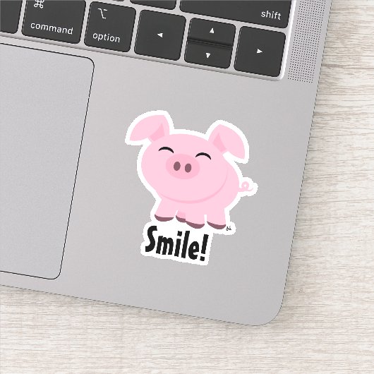 Cute Pig Smile Custom-Cut Vinyl Sticker (Detail)