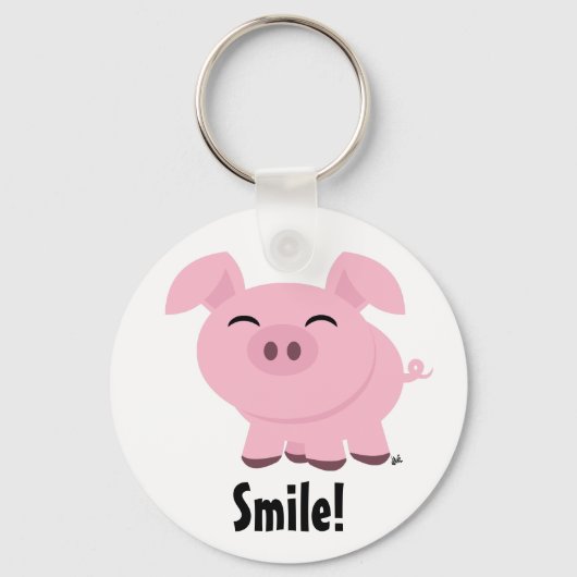 Cute Pig Smile Sleutelhanger (Voorkant)