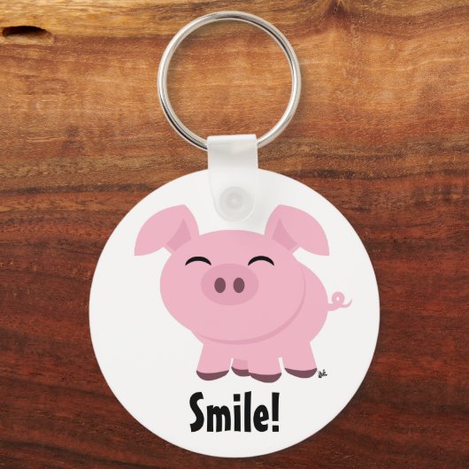 Cute Pig Smile Sleutelhanger (Voorkant)