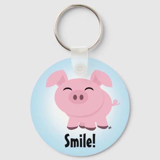Cute Pig Smile Sleutelhanger (Voorkant)
