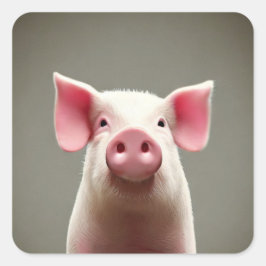 Cute Pig Square Sticker