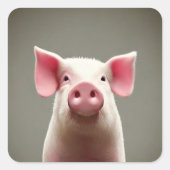 Cute Pig Square Sticker (Voorkant)