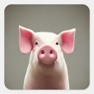 Cute Pig Square Sticker