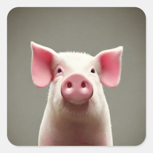 Cute Pig Square Sticker (Voorkant)