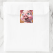 Cute Pig Square Sticker (Tas)