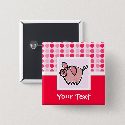 Cute Pig Vierkante Button 5,1 Cm (Voorkant /achterkant)