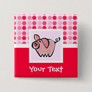 Cute Pig Vierkante Button 5,1 Cm