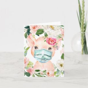 Cute Pig Wearing Mask   Sociale vervorming Kaart