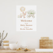 Cute Pig Wheelbarrow Baby Show Baby Shower Welcome Poster (Keuken)