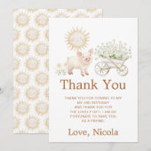 Cute Pig Wheelbarrow Birthday Bedankkaart (Voorkant / Achterkant)