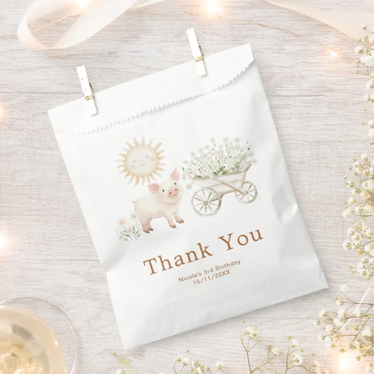 Cute Pig Wheelbarrow Birthday Bedankzakje (Geknipt)