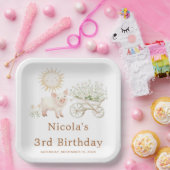 Cute Pig Wheelbarrow Birthday Papieren Bordje (Feest)