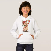 Cute Pig with Candy Cane Kids Hoodie (Voorkant volledig)