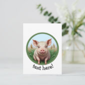 cute pig with your text briefkaart (Staand voorkant)