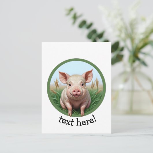 cute pig with your text briefkaart (Staand voorkant)
