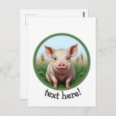 cute pig with your text briefkaart (Voorkant / Achterkant)