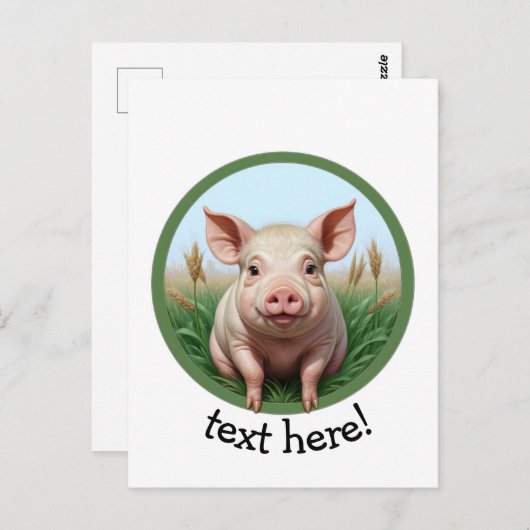cute pig with your text briefkaart (Voorkant / Achterkant)