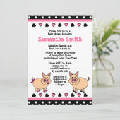 Cute Piggy Baby shower Invitation Kaart (Staand voorkant)