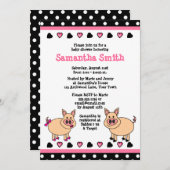 Cute Piggy Baby shower Invitation Kaart (Voorkant / Achterkant)