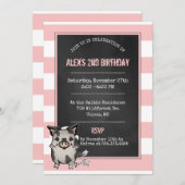 Cute Piggy Birthday Party Invitation Kaart (Voorkant / Achterkant)