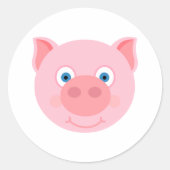 Cute piggy face ronde sticker (Voorkant)