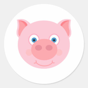 Cute piggy face ronde sticker