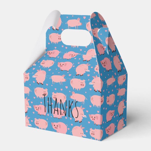 Cute Piggy Gable Favor Box Bedankdoosjes (Voorkant Zijde)