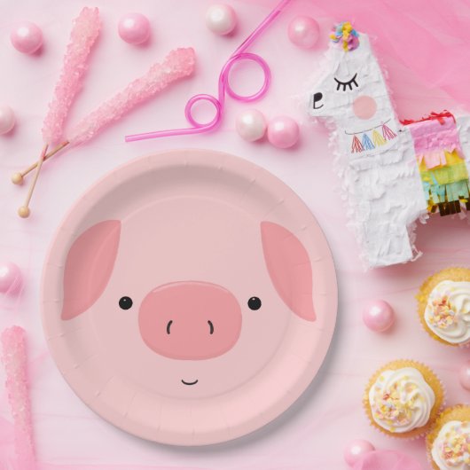 Cute Piggy Papieren Bordje (Feest)