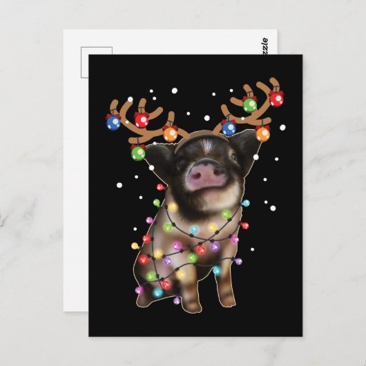 Cute Piggy, Pig Lover Funny Kerstfeestdag Gift Briefkaart (Voorkant / Achterkant)